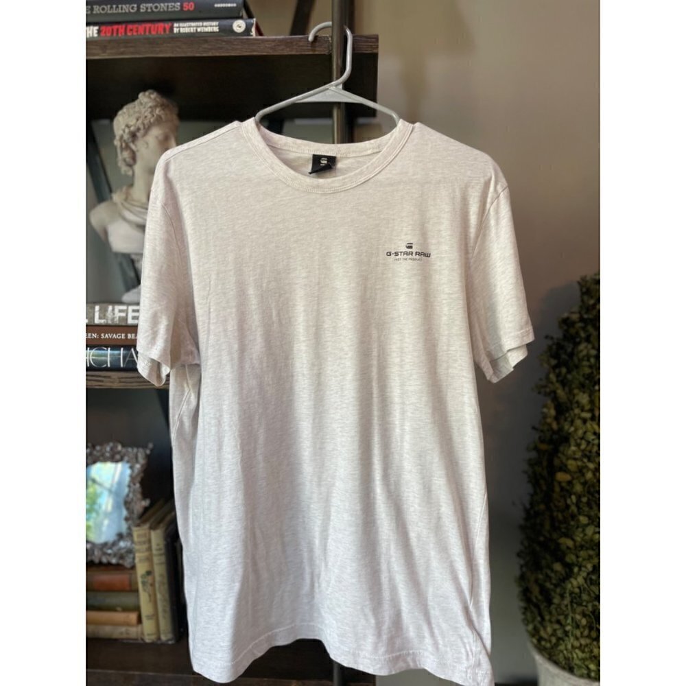 G-Star Raw Short Sleeve Logo Tee Shirt Light Grey Mens Large